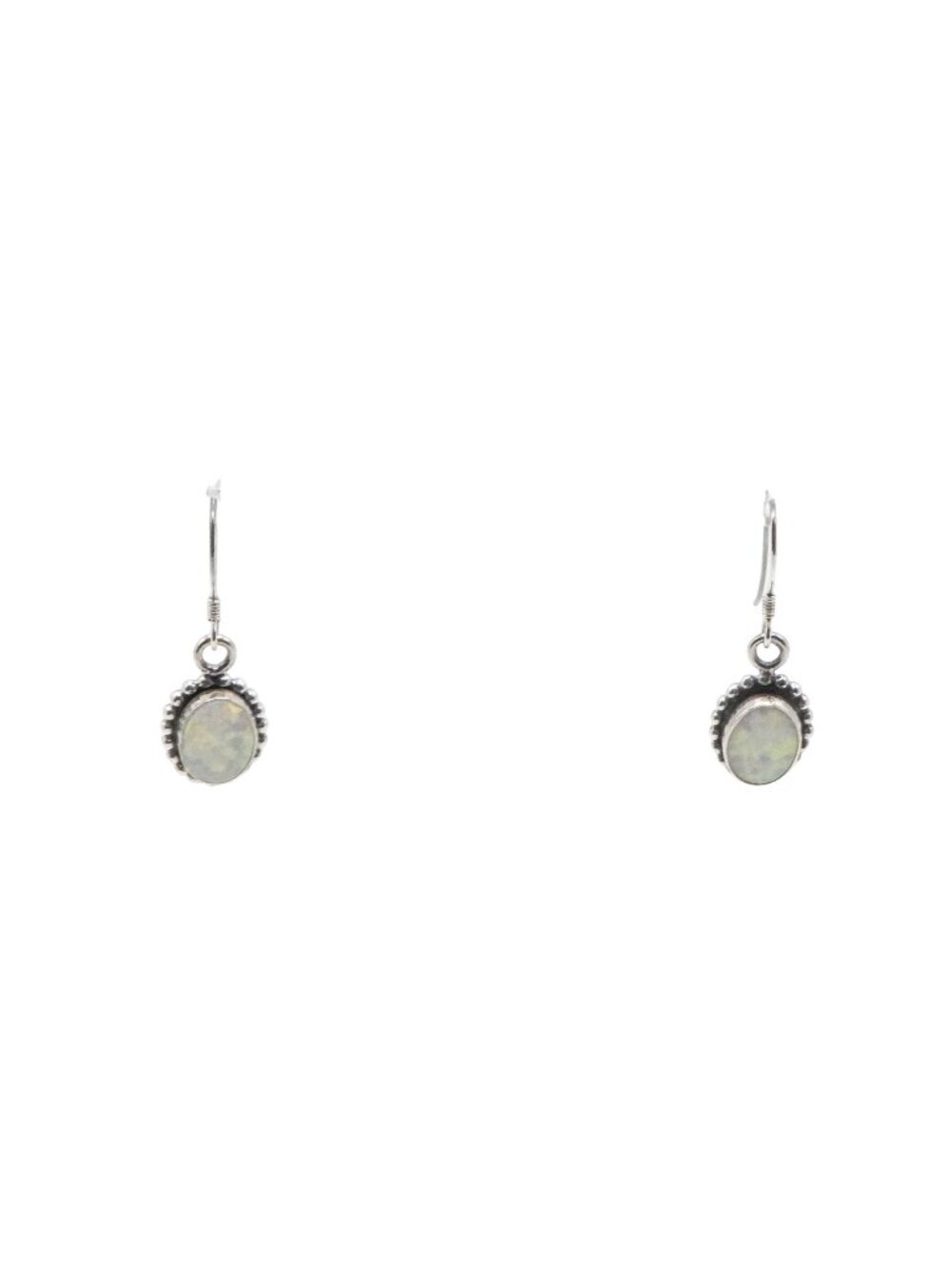 Vintage Sterling Silver White Opal Dangle Earrings Signed S Star Southwestern